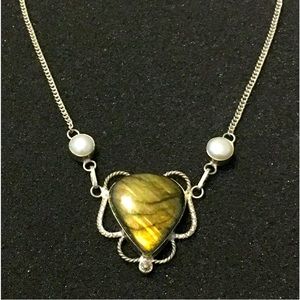 Sterling Silver Teardrop Labradorite Pendant Necklace